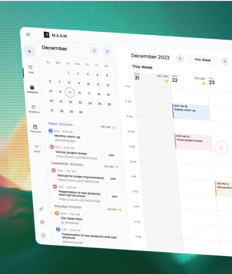A calendar with appointments booked in