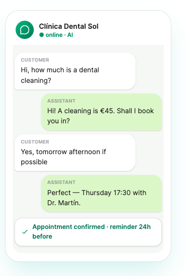 The OpusDone chat widget on a website