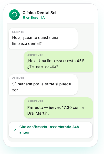 El widget de chat de OpusDone tal y como lo ve un cliente
